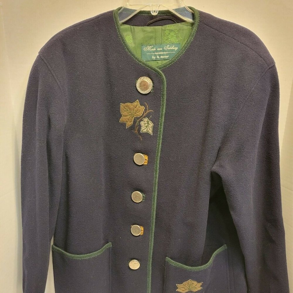 Mode Aus Salzburg By H. Moser Women's Wool Coat Size 36 Navy Blue